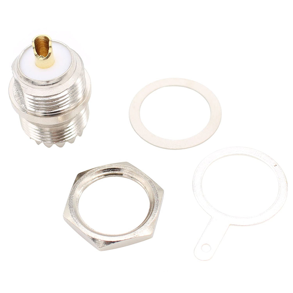 Exgoofit 4-Pack SO239 Bulkhead Connector UHF Female Nut Bulkhead Handle Deck Clip Solder Cup Panel Mount Straight Connector for CB Radios, Test Equipment
