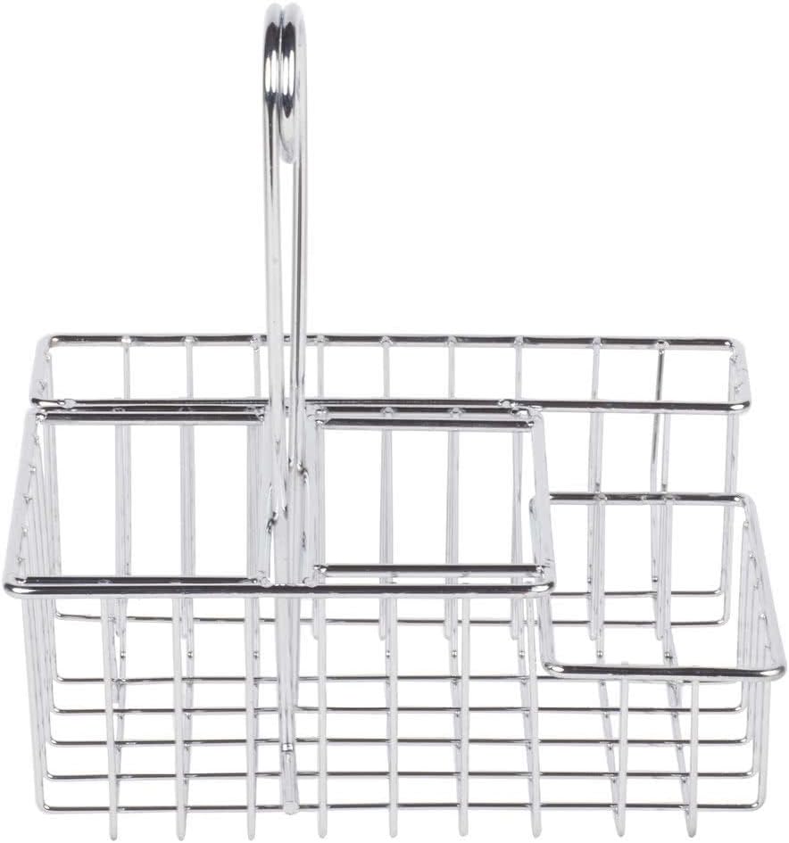 Modern Chrome Metal Four Compartment Condiment Caddy Table Caddies Collection