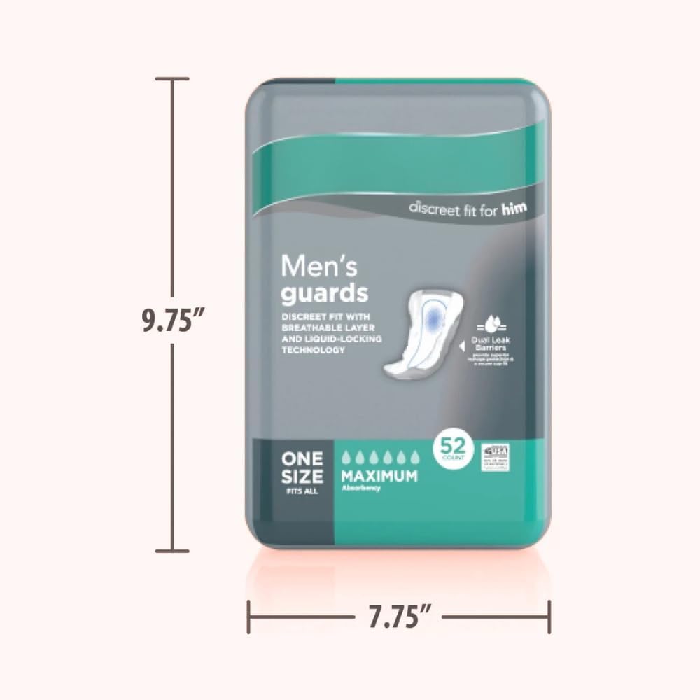 Adult Incontinence Guards for Men, Maximum Absorbency, 52 Count