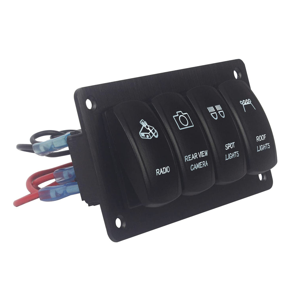 Customize 4 Way Rocker Switch Panel White Led Toggle Switch Panel for Car Boat Marine RV Side by Side UTV Dashboard IP66