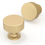 10 Pack Brushed Gold Cabinet Knobs 1-1/10 Inch(28mm) Single Hole Cabinet Pulls Round Kitchen Cabinet Knobs Drawer Knobs