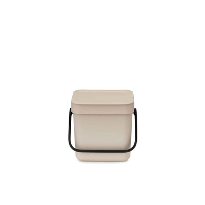 Sort & Go Recycle Bin 0.8 Gallon/3L (Soft Beige), Space-Efficient Recycle Container with Handle, Kitchen Garbage Can