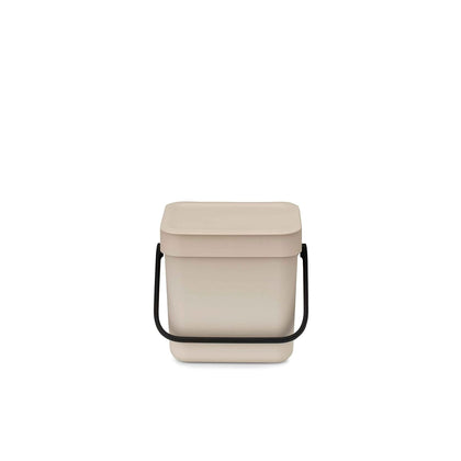 Sort & Go Recycle Bin 0.8 Gallon/3L (Soft Beige), Space-Efficient Recycle Container with Handle, Kitchen Garbage Can