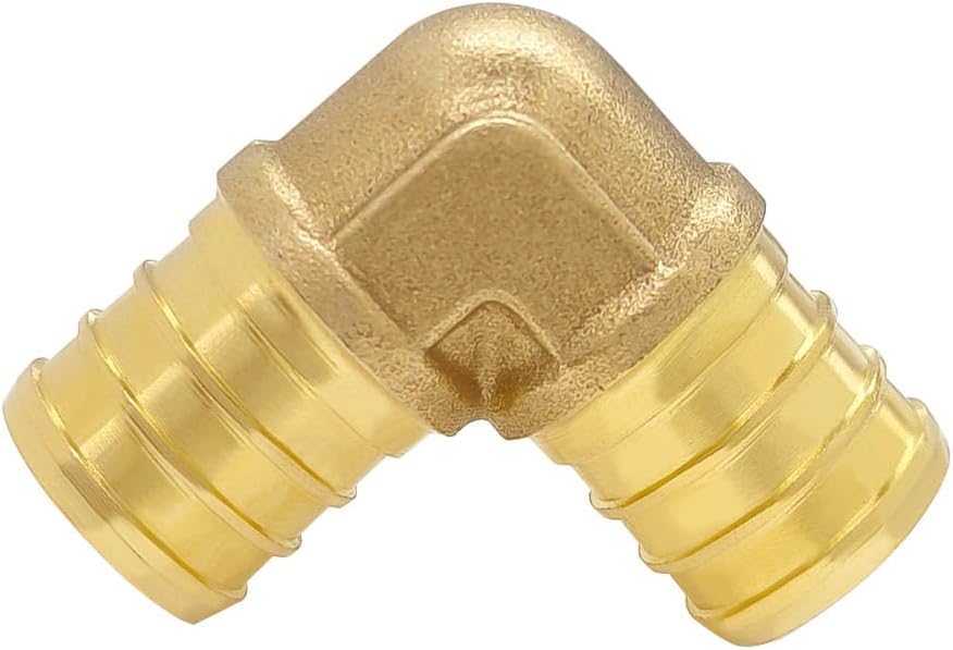 Hooshing 9 Pack 3/4" PEX 90 Degree Elbow, Brass Crimp Fittings