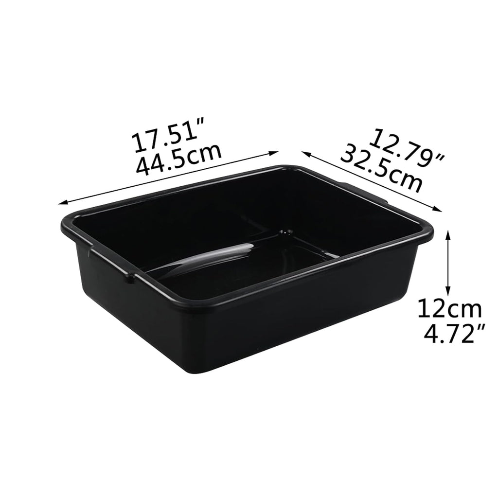 4 Packs Plastic Bus Boxes/Bus Tubs, 13 L Black Commercial Bus Boxes