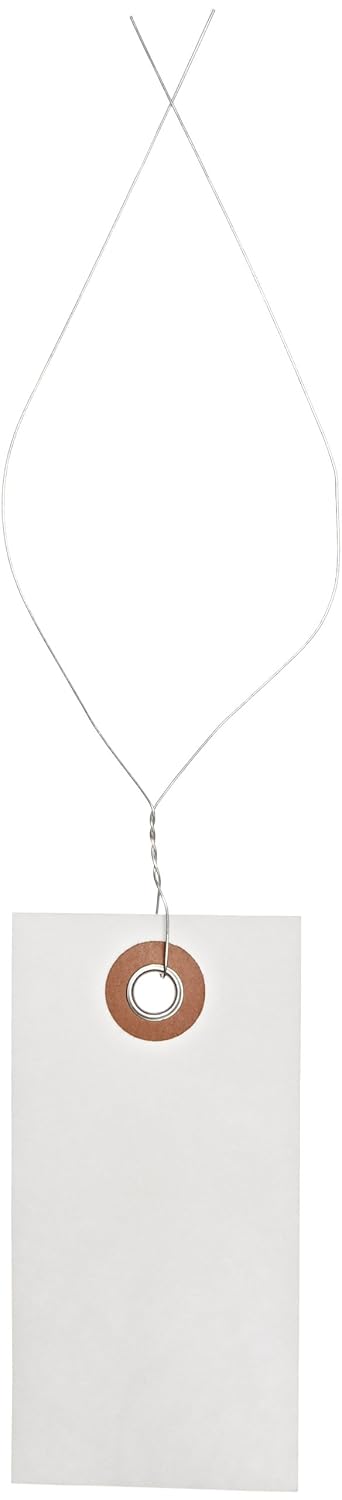 G13023 Tyvek Spunbonded Olefin Pre-Wired Shipping Tag, 3-1/4" Length x 1-5/8" Width, White (Case of 1000)