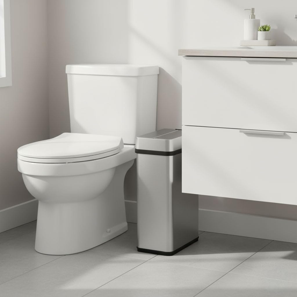 4 Gal Stainless Steel Wings Open Lid Sensor Bathroom Trash Can