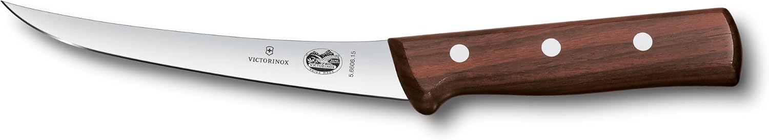 Wood 6" Boning Knife, Curved Blade, Semi-stiff, Maple Handle