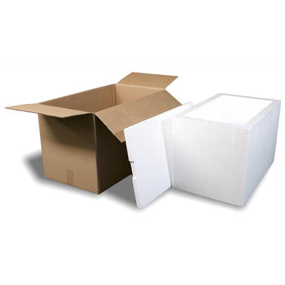 EPS Foam Ice Chest (Outside Dimensions: 24.5”x14.5”x15.75”) with Shipping Box - 1 Pack. Protective, Thermal