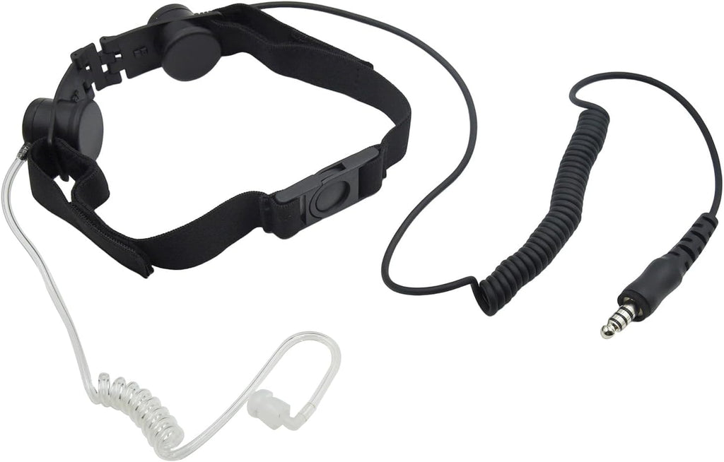 7.1mm Plug Tactical Throat Mic Radio Headset with PTT Bone Conduction Microphone Walkie Talkie Earpiece Vibration