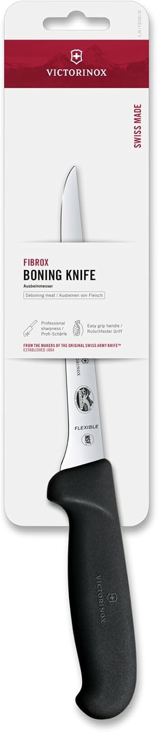 Fibrox 6 Inch Flexible Boning Knife, Straight Blade, Black