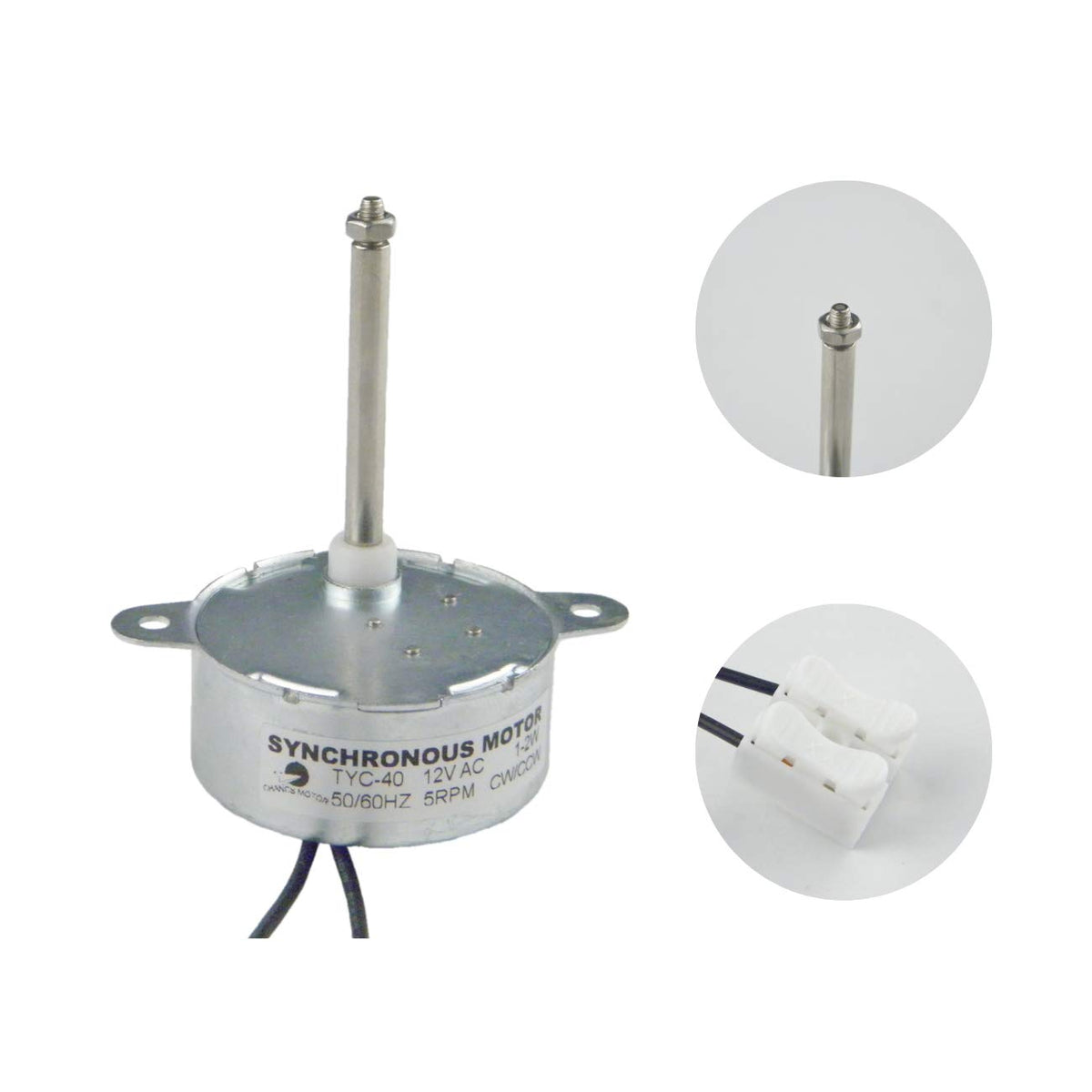 CHANCS Small Synchronous Motor TYC-40 12V 5RPM AC Shaft 46mm for Fiber Optic Christmas 2PCS
