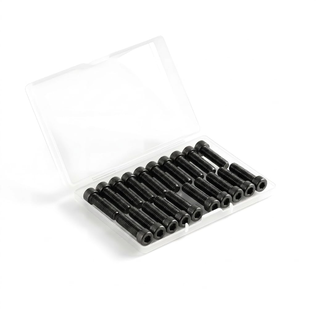 1/4 x 2 (20 Pack) Socket Head Cap Screws, Black Oxide 304 Stainless Steel Bolts with Hex Spanner, Allen Socket Drive, Full Thread, Bright Finish