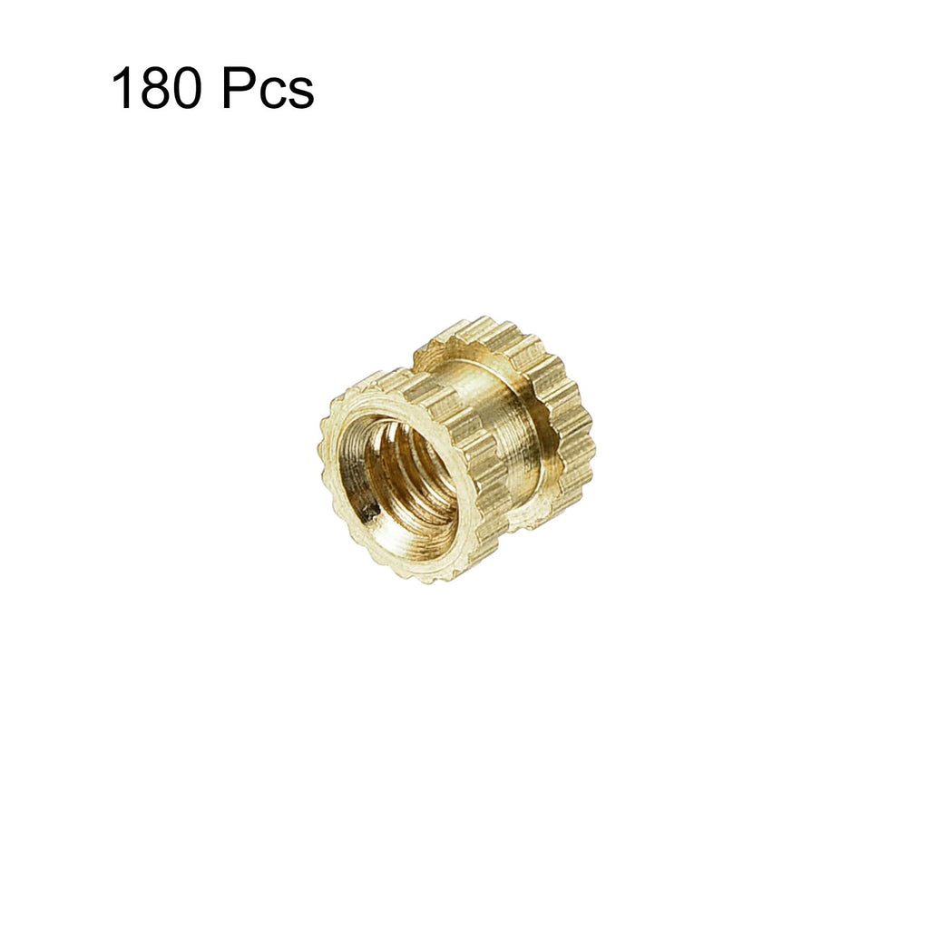 uxcell M3 x 4mm(L) x 5mm(OD) Female Thread Brass Knurled Threaded Insert Embedment Nuts, 180Pcs