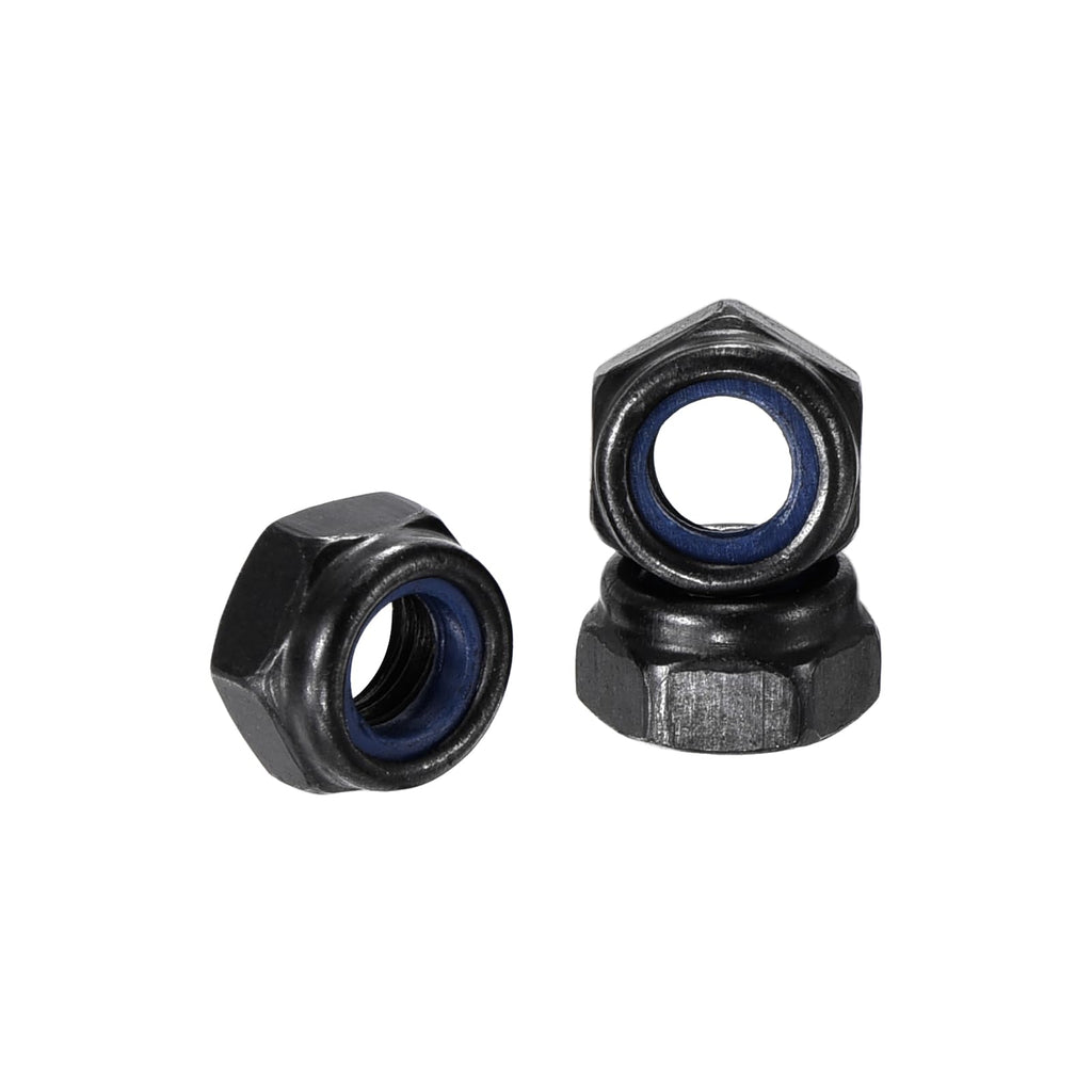 Kozelo 30Pcs M5-0.8 Nylon Locking Hex Nuts CarbonSteel Black