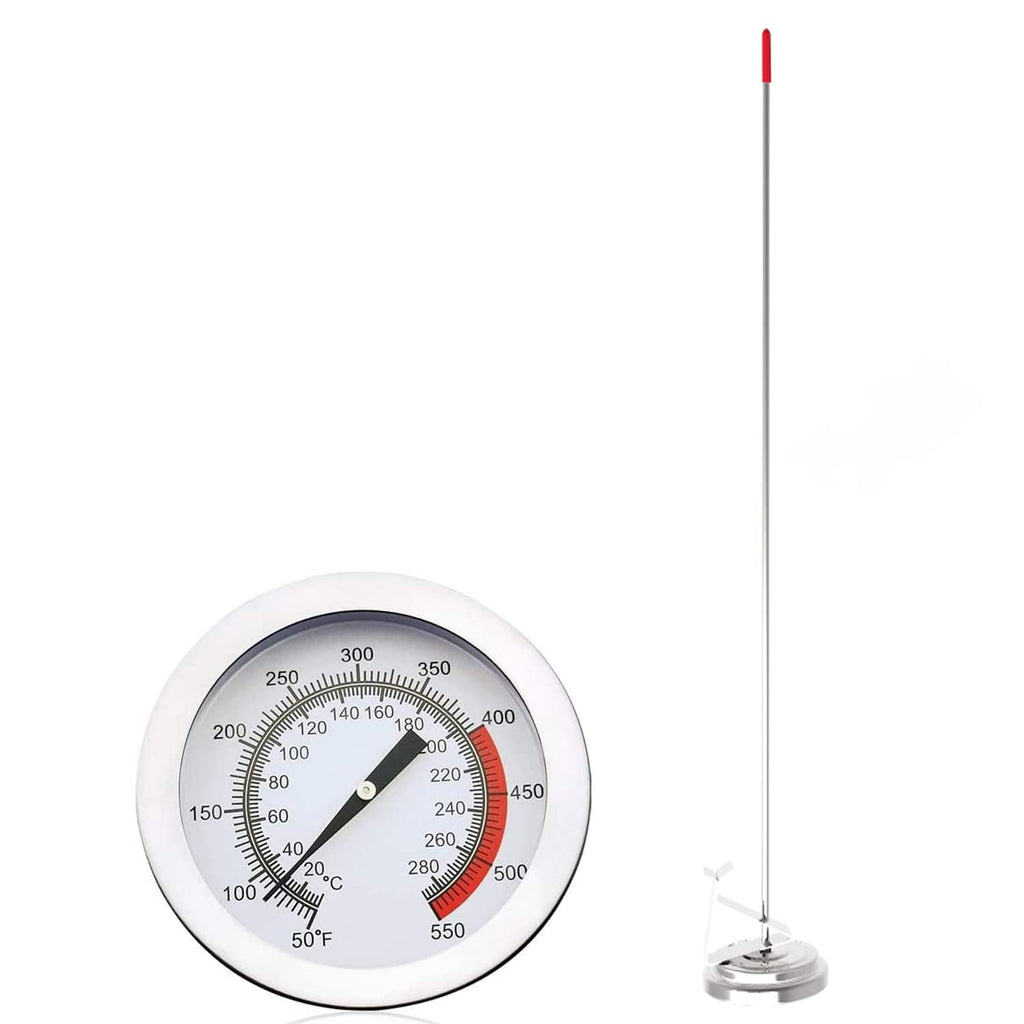 16" Long Stem Deep Fry Thermometer (2 Pack) with Pot Clip, Instant Read 2" Dial Meat BBQ Turkey Thermometer Candy