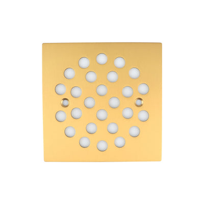 4-1/4 Inch Square Screw-in Shower Drain Cover Brushed Golden