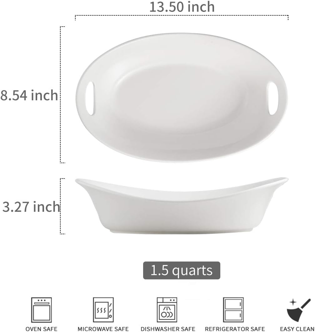 Large Serving Bowl with Handles, Oval Serving Platter Set of 2