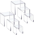 Clear Acrylic Display Risers 2 Sets | 3-Tier Risers Stands Showcase for Amiibo Funko Pop Figures, Dessert