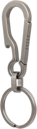 Titanium Key Carabiner Keychain Clip with Titanium Key Ring | Heavy Duty Key Chain Clip, Ultra-Light, Quick Release
