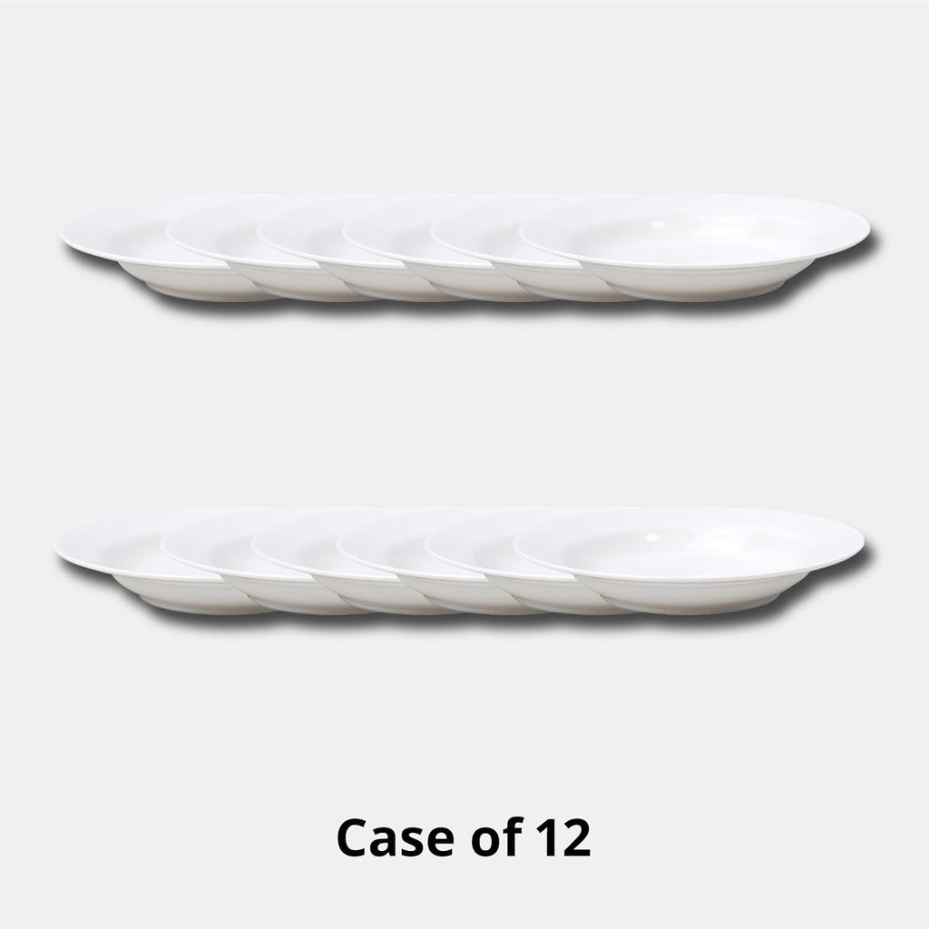 Wide Rim Bone China Commercial Grade Restaurant Elegance White Soup Plate 8.5"/Pasta Bowl 10oz, Case of 12