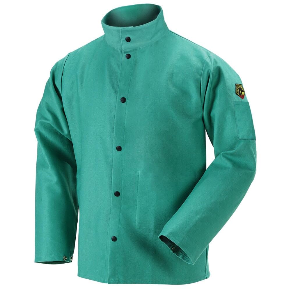(F9-30C Welding Jacket, 9 oz Flame Resistant Cotton, Stand-Up Welder's Collar, Leather Reinforced Snaps, Scribe
