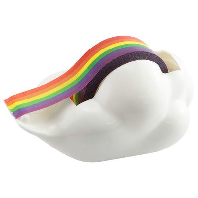 1-Pack Creative Cloud Tape Dispenser with Rainbow Masking Tape,Decorative Cartoon Plastic Tape Holder Cutting Tape