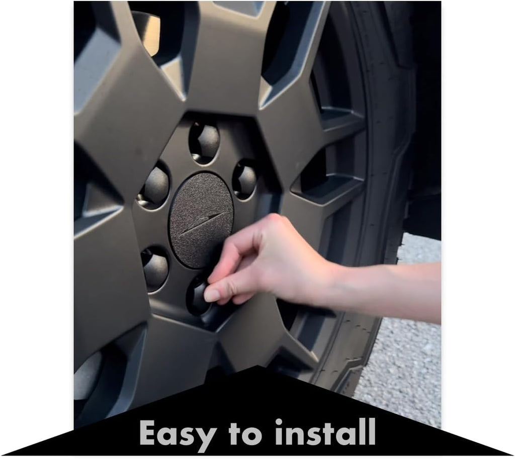 Premium Core Wheel Center Caps (4pcs) & Lug Nut Covers (24pcs) for Tesla Cybertruck | Compatible with All-Season Core