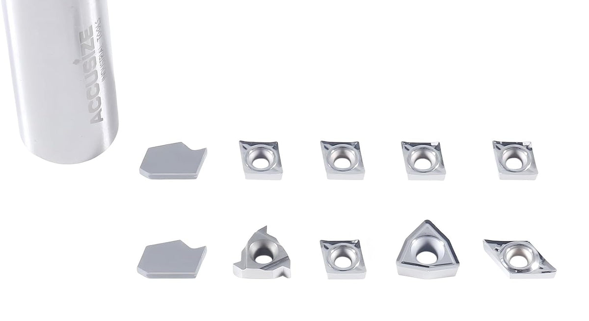 Accusize Carbide Insert Set for 1/2 in Turning Tool, 10 Pc, for Aluminum