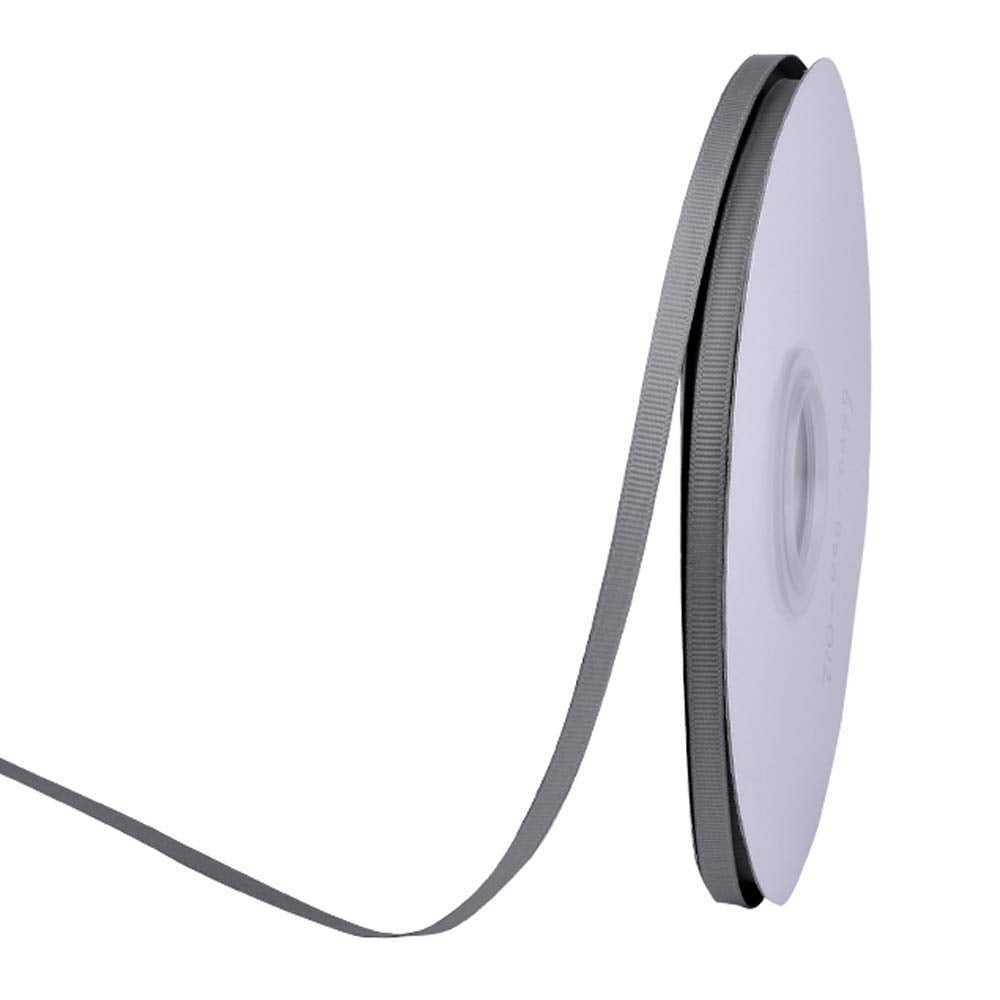 Silver Grosgrain Ribbon, 1/4 Inch Continuous 50 Yards