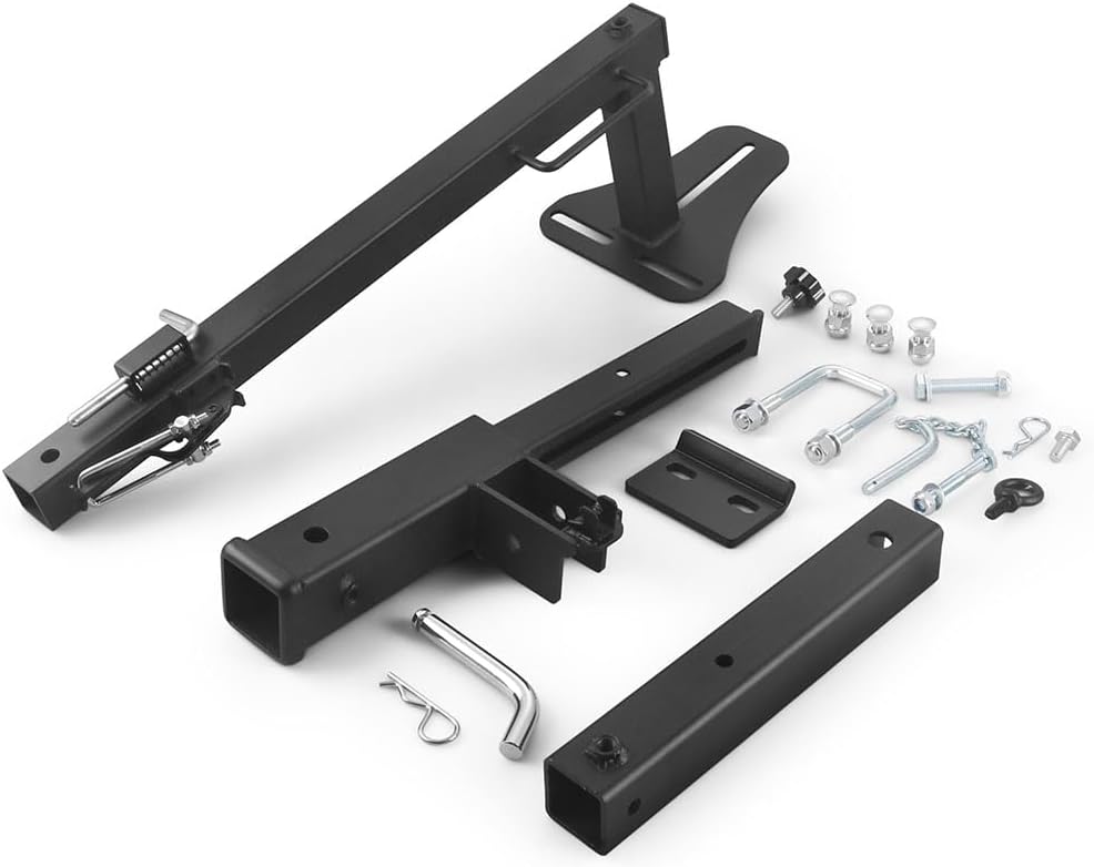 Adjustable RV Spare Tire Carrier Mount for Vans SUVs and Motorhomes, Fits 16" to 24" Wheels, Hitch with 2 Inch