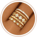 Gold Stackable Rings for Women Non Tarnish 14K Gold Plated Cubic Zirconia Stacking Chunky Eternity Band Rings Dainty