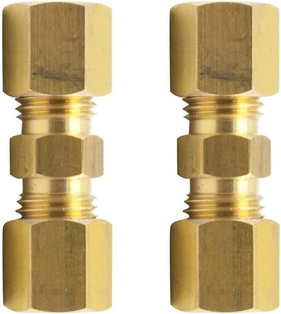 Brass Compression Tube Fitting, Union, 3/8" OD x 3/8" OD, Pack of 2