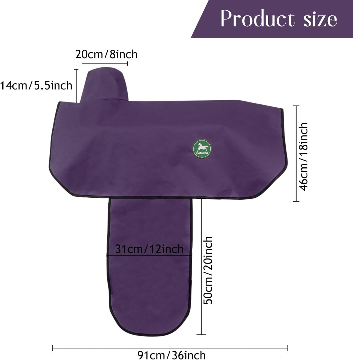 Western Saddle Cover with 6 Elastic Straps（Purple）
