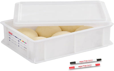 Pizza Dough Proofing Box with Lid, Commercial Food Grade Stackable Bread Proofing Container with Label Sticker & 2