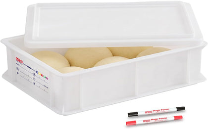 Pizza Dough Proofing Box with Lid, Commercial Food Grade Stackable Bread Proofing Container with Label Sticker & 2