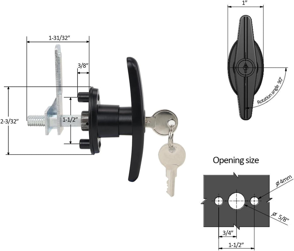 Truck Cap Locking T-Handle, Matching Set T-Handles Lock, Truck Cap Topper Camper Shell Locking T-Handle, Keyed Alike