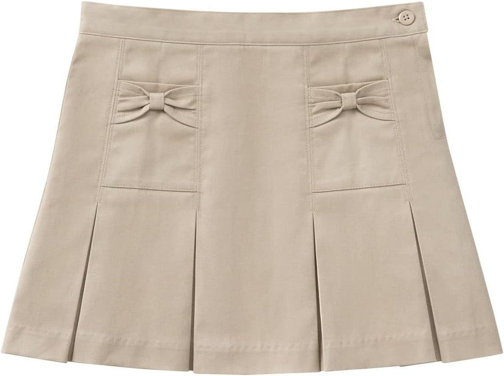 Toddler Girl's Scooter Skirt Bow Pocket | Preschool Fit, Four-pleat Front, Two Flat Seams, Side Zip, Adjustable