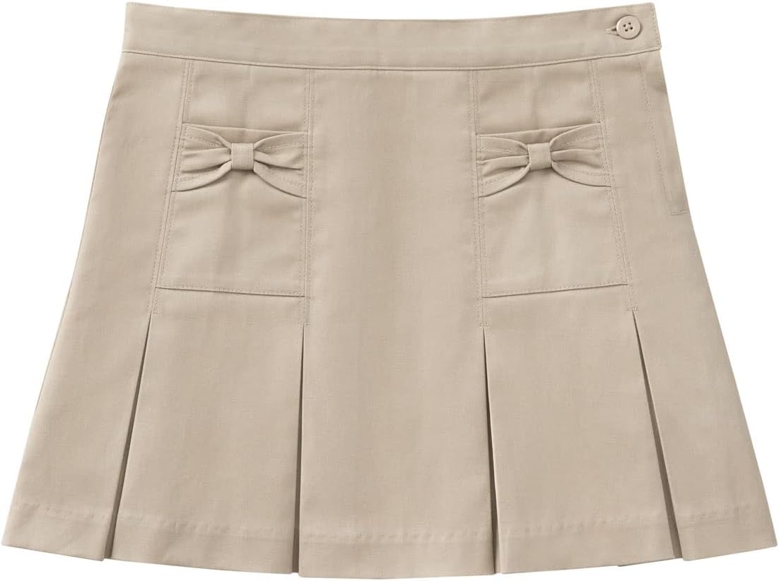 Toddler Girl's Scooter Skirt Bow Pocket | Preschool Fit, Four-pleat Front, Two Flat Seams, Side Zip, Adjustable