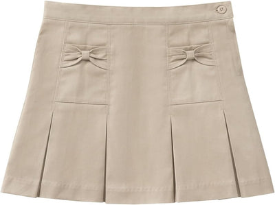 Toddler Girl's Scooter Skirt Bow Pocket | Preschool Fit, Four-pleat Front, Two Flat Seams, Side Zip, Adjustable