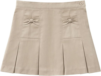 Toddler Girl's Scooter Skirt Bow Pocket | Preschool Fit, Four-pleat Front, Two Flat Seams, Side Zip, Adjustable