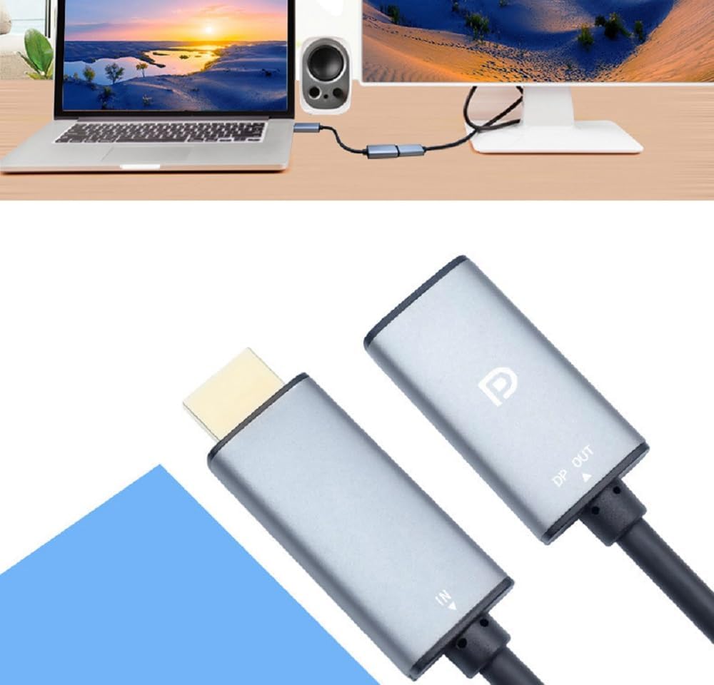 HDMI to DisplayPort Adapter 4K@60Hz High Speed HDMI Male to DP Female Converter Cable Compatible for PC Graphics Card