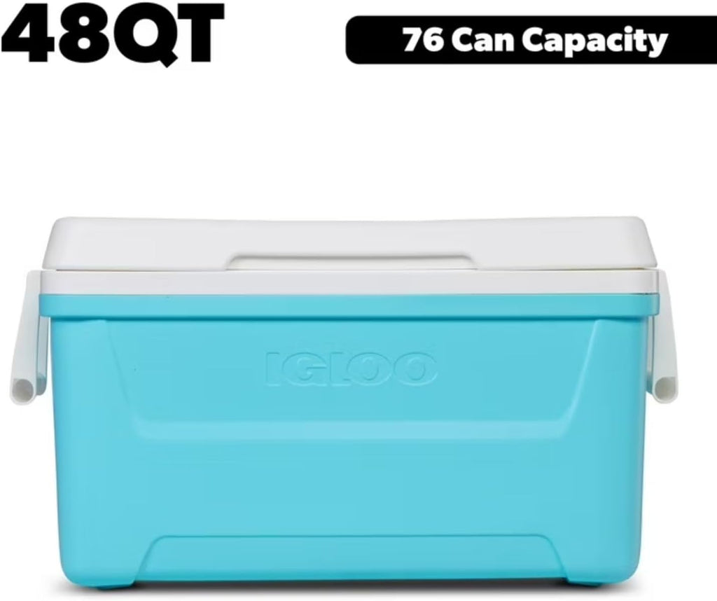 Igloos 48-Quart Hard-Sided Ice Chest Cooler with Swing-Up Handles, Quick-Access & Ultratherm Insulation for Camping