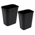 3.5 Gallon Black Wastebasket Under Desk Plastic Trash Can | 2 PACK