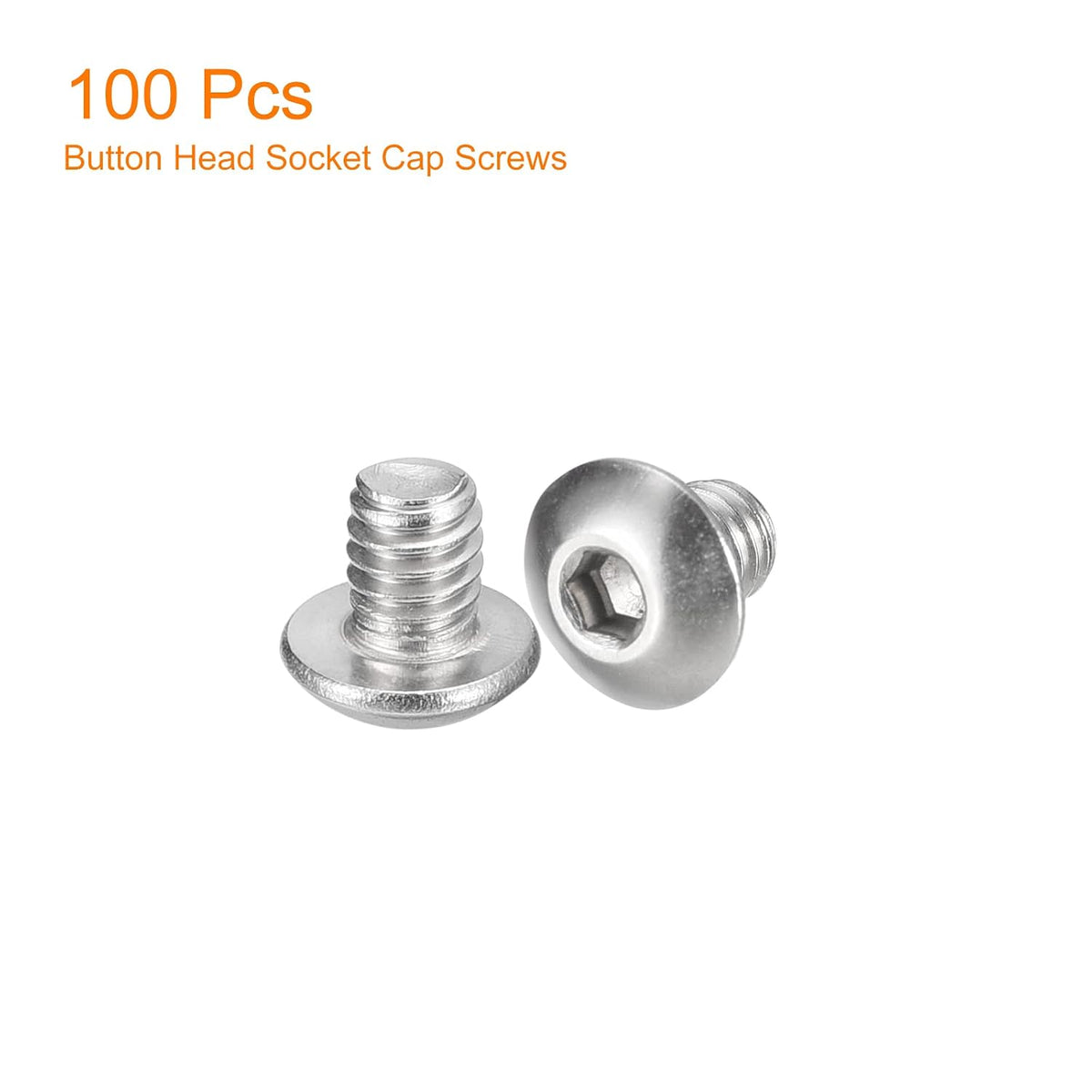 uxcell #8-32x1/4 Button Head Socket Screws, 100pcs Full Thread Hex Drive