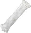 Nylon Rope - 100 Ft White Nylon String, 1/4 Inch Solid Braided Rope, Thick Washing Line for Multi-Purpose Tie Down