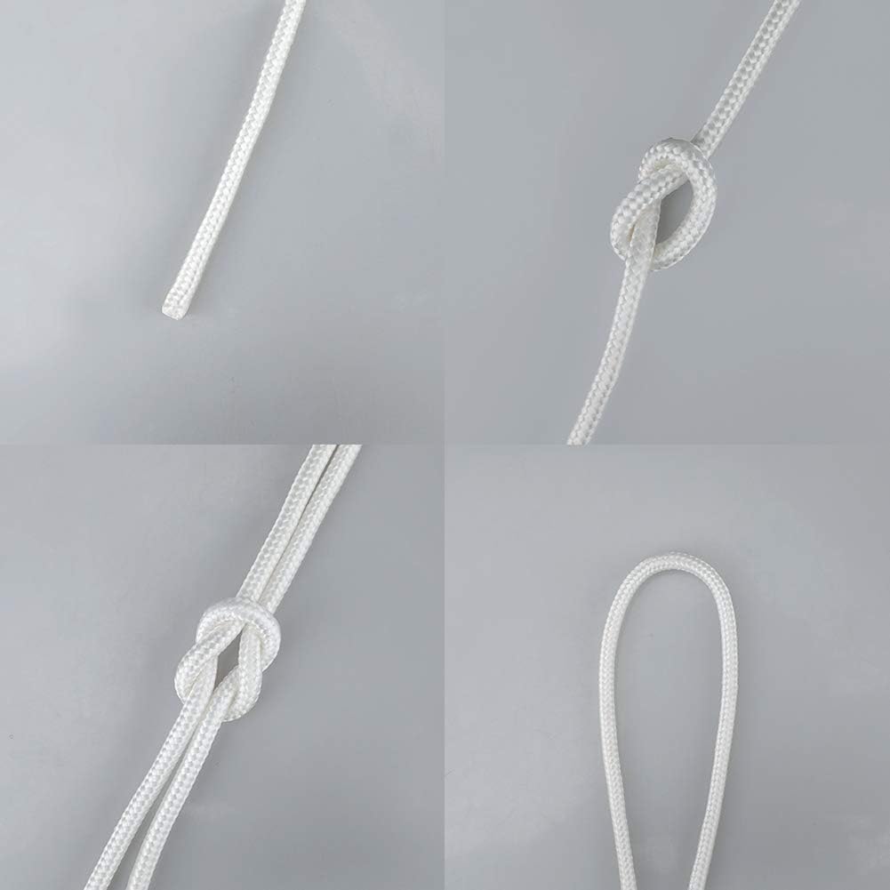 Nylon Rope - 100 Ft White Nylon String, 1/4 Inch Solid Braided Rope, Thick Washing Line for Multi-Purpose Tie Down