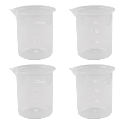 6PCS 200ml/6.8oz Plastic Graduated Beaker, Transparent PP Measuring Cup Mixing Cup for Kitchen and Laboratory Use