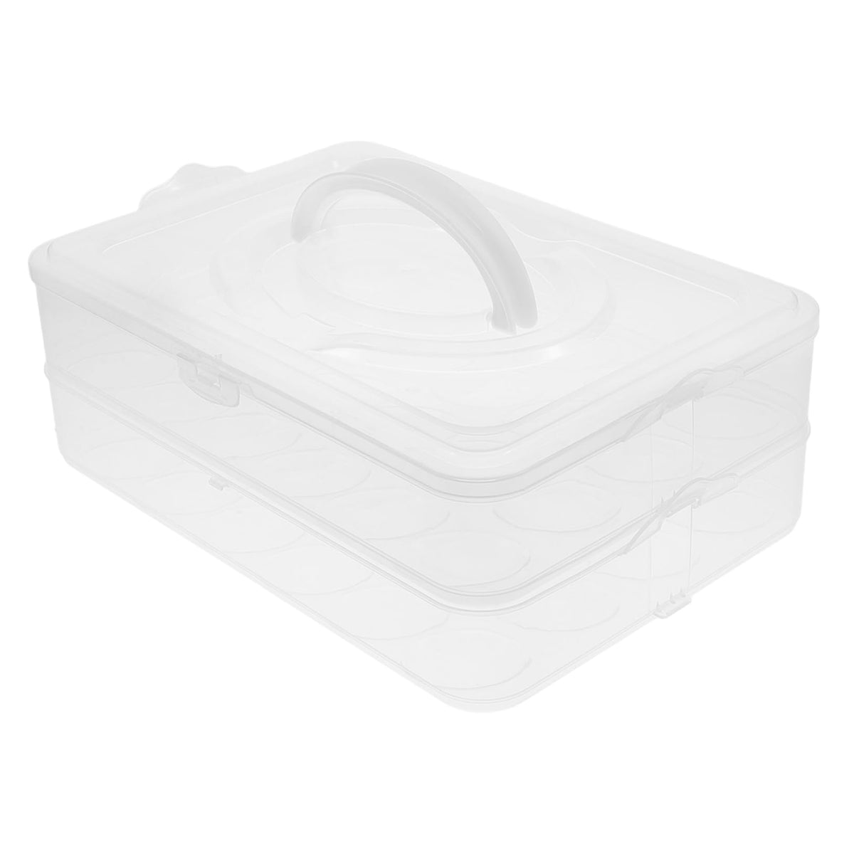 FELTECHELECTR 2layer Stackable Carrier with Lid Refrigerator Storage Box Portable and Secure Design for Parties and Kitchen Use Easy to Carry with Handle