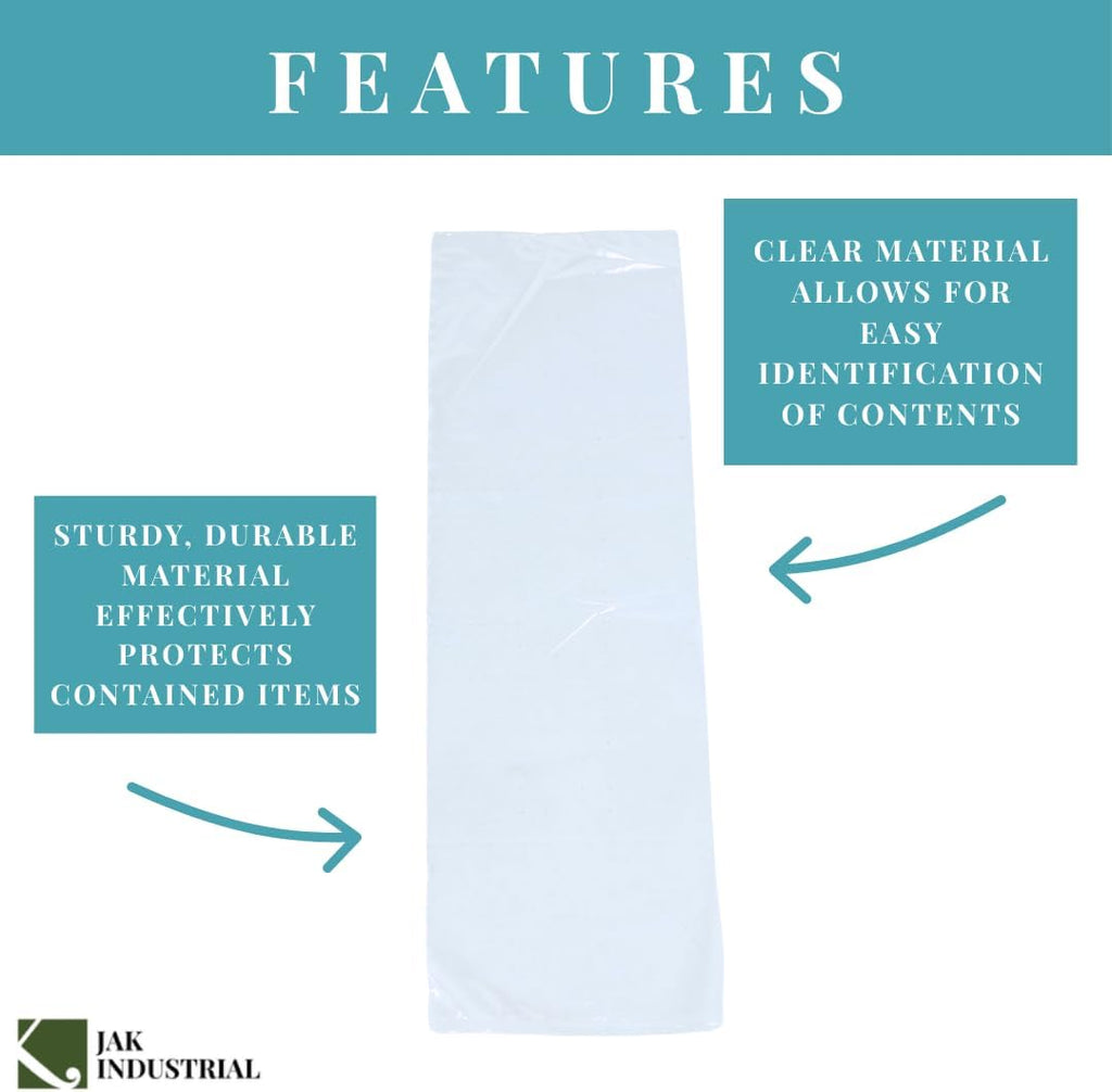 2 Mil 6 x 20 Inch Flat Open Clear Poly Bags - 100 Pack